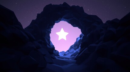 Wall Mural - a star is shining through a cave in the dark