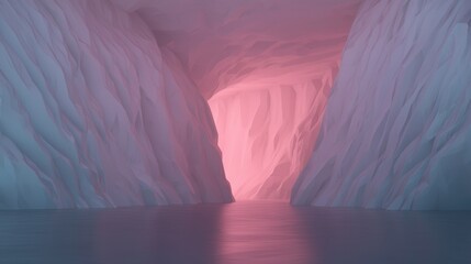 Wall Mural - a pink tunnel with a river running through it