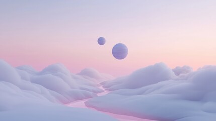 Wall Mural - a sky with two clouds and two balls in the air