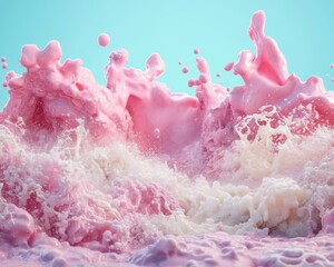 Poster - Abstract paint splashes in pink and purple create a dynamic visual flow