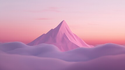 Wall Mural - a mountain is shown in a pinkish hue, with a cloudy sky in the background
