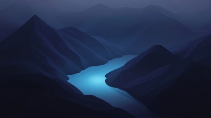 Wall Mural - a mountain range with a river running through it
