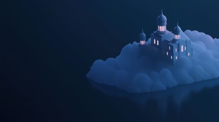 Wall Mural - a blue sky with a castle on top of a cloud