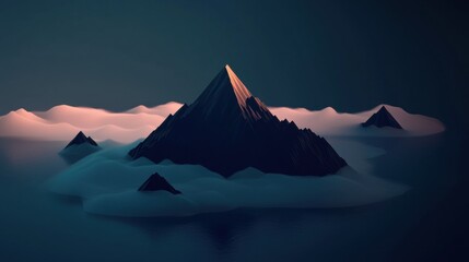 Wall Mural - a mountain range is shown in the distance with a body of water in the foreground