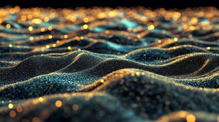 Poster - Conceptual imagery of moving waves and glittering particles in a digital setting