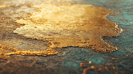 Poster - Abstract golden design with crack patterns similar to melted material