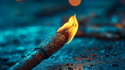 Poster - A luminous flame rises from a textured container, framed by sparkling bokeh lights