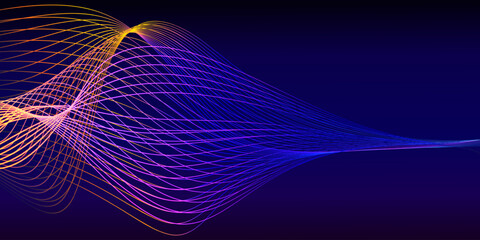 Aufkleber - Glowing colorful dynamic lines wave. Science tech abstract background