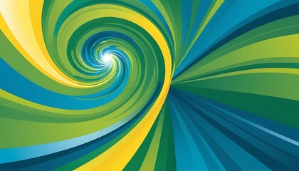 Poster - Abstract Swirling Spiral of Vibrant Green Blue and Yellow Hues