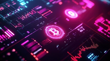Poster - Bitcoin cryptocurrency digital market screen display