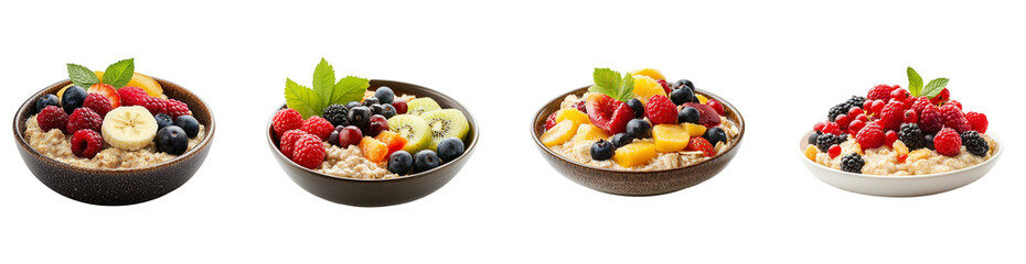 Wall Mural - Healthy Porridge Bowl with Fresh Fruits Set 