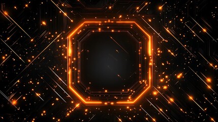 Poster - Abstract Orange Glowing Circuit Board Design