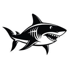 shark black and white vector illustration animal silhouette for t shirt