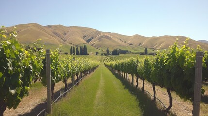 Poster - Vineyard Rows Amongst Rolling Green Hills