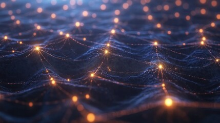 Poster - network connection glowing nodes abstract digital background