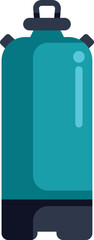 Poster - simple flat vector illustration of a green oxygen cylinder for diving with a black base and handle