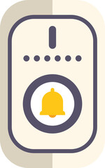 Fototapete - Yellow notification bell icon on a white button with rounded corners over a gray background