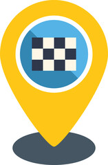 Poster - yellow gps pin pointing a checkered flag location, indicating a racing track or a finish line