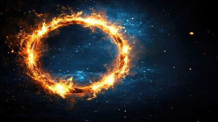 Wall Mural - Fiery cosmic ring in a starry galaxy backdrop