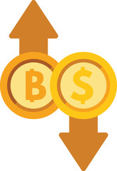 Poster - concept of cryptocurrency investment risk showing the fluctuation of bitcoin and dollar exchange rat