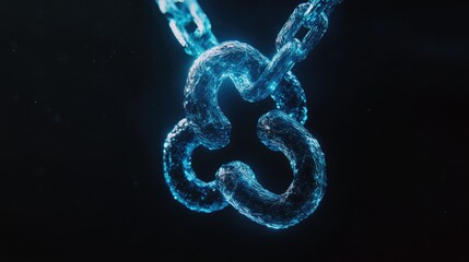 Wall Mural - Glowing water chain links on a dark background