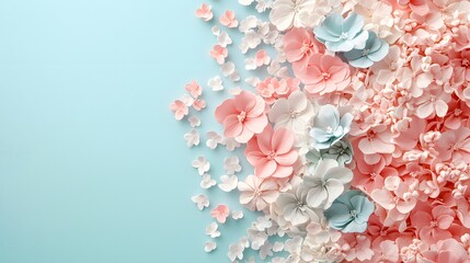 Poster - delicate and ethereal abstract floral background with soft pastel colored flower petals and blossoms