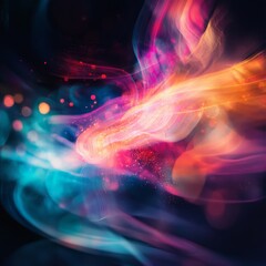 Poster - Colorful abstract light patterns creating a vibrant atmosphere in a digital art composition