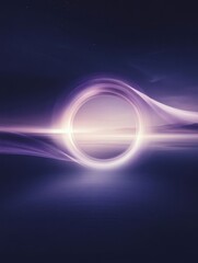 Poster - Ethereal Purple Portal Abstract Digital Art with Circular Light and Flowing Lines