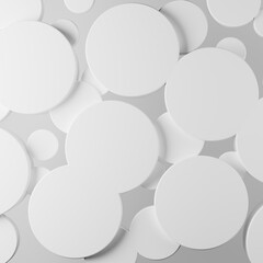 Poster - white abstract background - flying plastic cylinders as pattern on soft light white background, top 