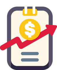 Poster - this colorful vector illustration depicts an upward trend in business with a red arrow pointing up o