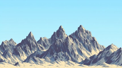 Poster - Majestic Mountain Range Under a Clear Blue Sky