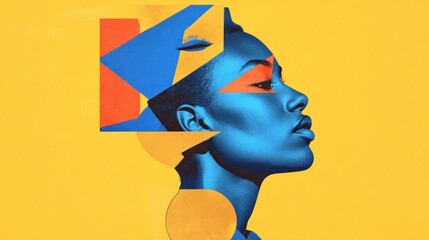 Poster - Abstract Portrait of a Woman with Geometric Shapes