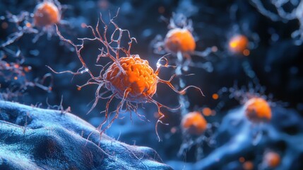 Poster - Microscopic View Of A Single Cancer Cell With Dendrites