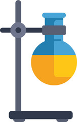 Poster - laboratory glassware with yellow liquid is secured to a support stand