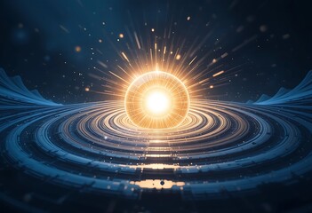 Poster - Glowing Orb at the Center of a Digital Galaxy