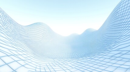 Aufkleber - Abstract Blue Gridded Landscape Wave Pattern