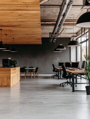 Poster - a serene co-working space with a modern media server setup in the background, symbolizing advanced m