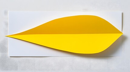 Poster - Yellow Paper Shape on White Background Minimalist Art