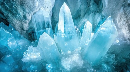 Poster - Stunning Blue Crystal Formations Inside a Cave
