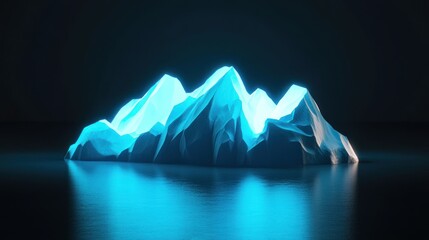 Poster - Glowing Iceberg Floating in Dark Water