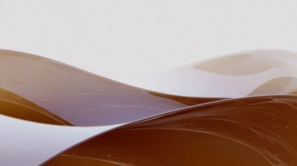 Poster - Dynamic mocha mousse abstract waves fluid layering brown tones artistic design portrait format smooth flow