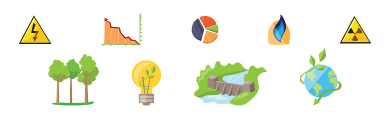 Poster - Natural and Land Resources Object and Element Vector Set