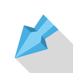 Poster - blue arrow pointing downwards indicating a decrease, reduction, or fall, with a long shadow