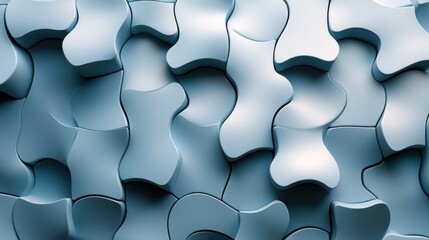 Poster - Abstract Blue Three Dimensional Puzzle Piece Pattern