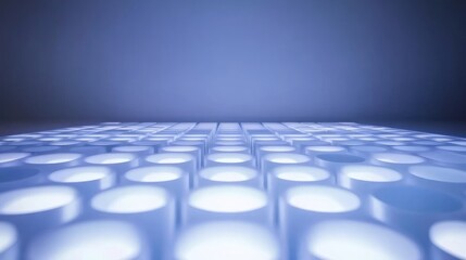 Poster - Abstract Blue Illuminated Cylindrical Array Pattern