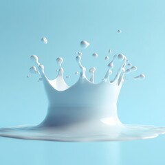 Poster - Milk crown splash on blue background.