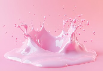Poster - Pink liquid splash crown on pink background. (2)