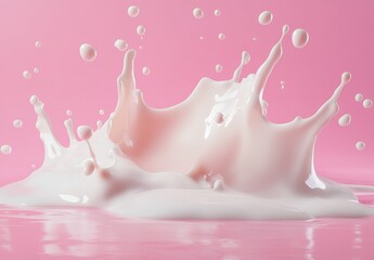 Poster - Milk splash crown on pink background. (2)
