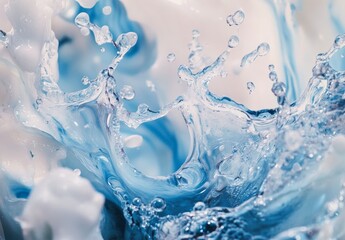 Poster - Abstract blue water splash, close-up.