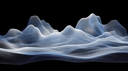 Poster - Abstract Digital Landscape of Illuminated Mesh Hills